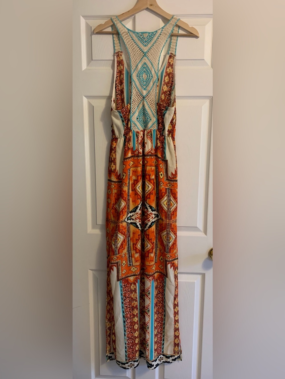 Anthropologie Maude Boho Crochet Back Maxi Dress Small NWT Double Slit - Picture 5 of 7
